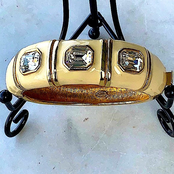 KENNETH JAY LANE BRACELET BANGLE CLAMPER CRYSTAL VINTAGE - Picture 8 of 12